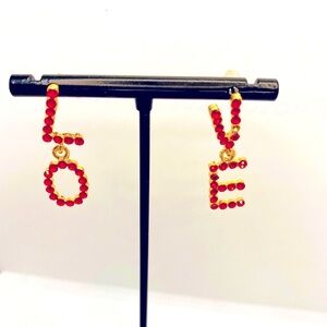 Earrings rhinestone Love  pierced! Adorable